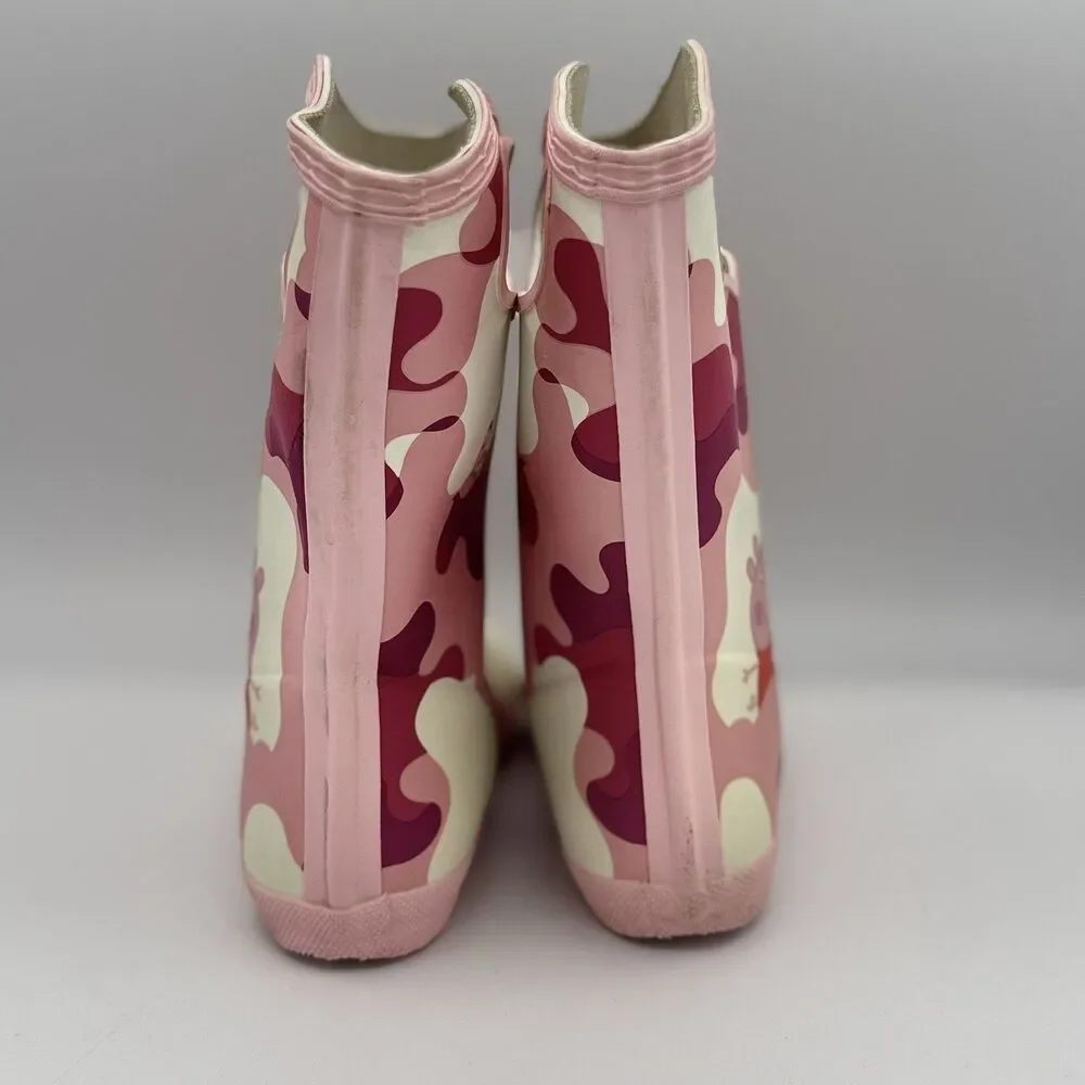Hunter x Peppa Pig Girls Rain Boots Pink Camo Size 13/1 EU 31 VGUC